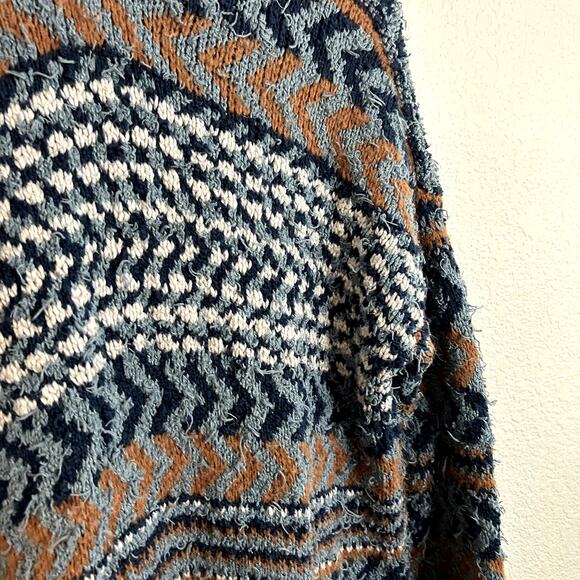 Free People Lona Wrap Cardigan Womens Size Small No Belt Blue Brown White - Picture 9 of 9